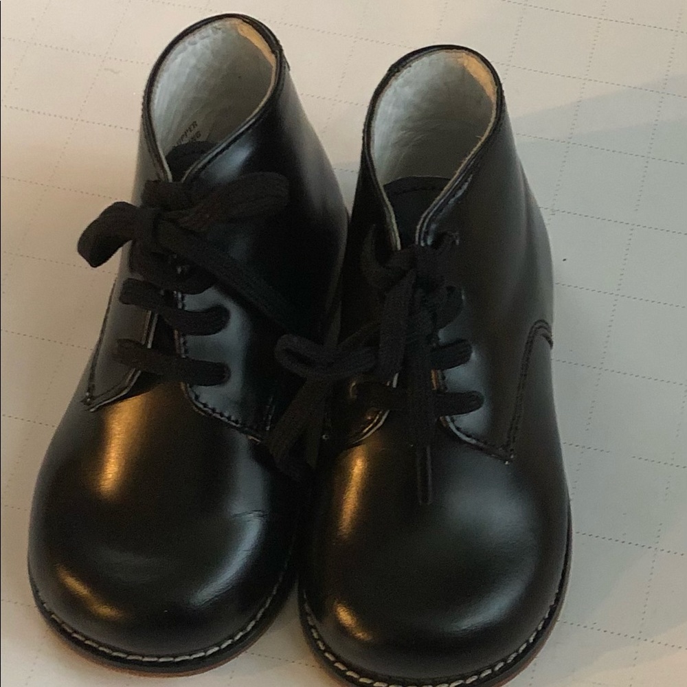 Josmo Baby Unisex Walking Shoes First Walker - Baby Shoes Black Leather Size 6